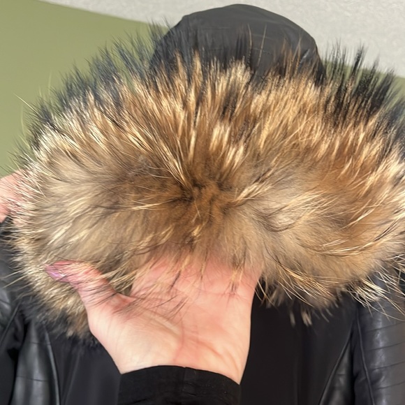 Danier leather and down winter/ fall jacket with fur trim mint condition black - Picture 6 of 6